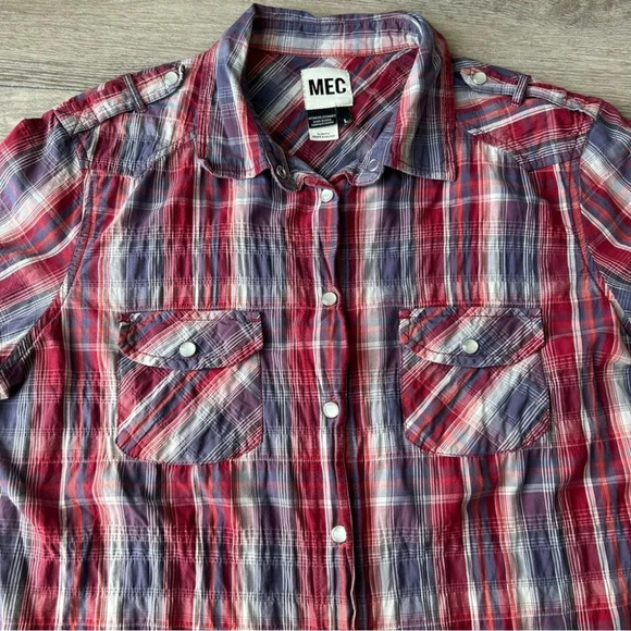 MEC Short  Sleeve Snap Button Plaid Western Shirt - Picture 6 of 15